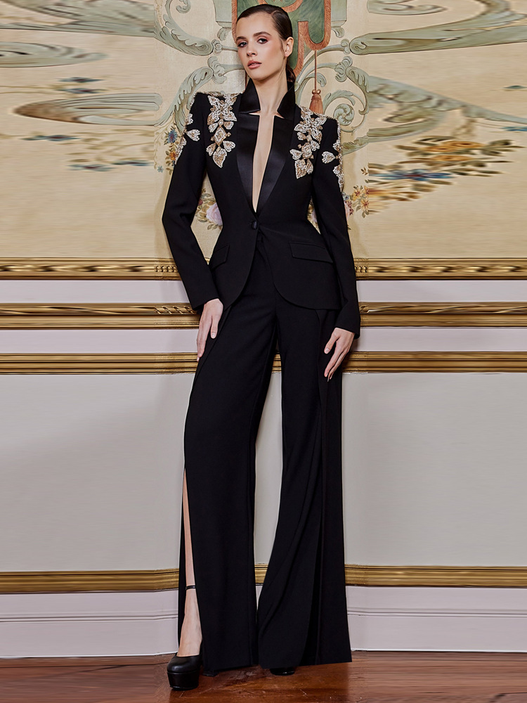 Wide Leg Palazzo Pants - أحدث طقم بدلة نسائية من تصميم