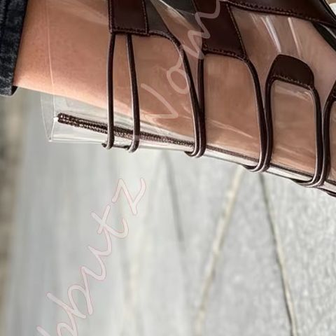 Women'S Fashion Leather Boots - صندل جلادياتور بلوحة شفافة وأحزمة رفيعة،