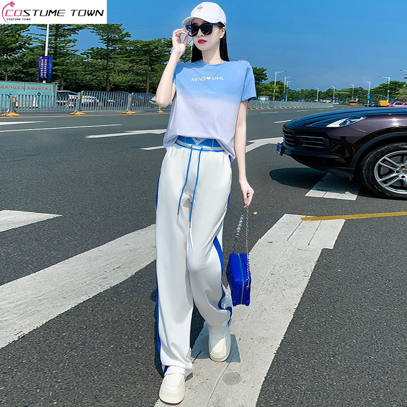 Wide Leg Palazzo Pants - تي شيرت صيفي راقي بأكمام قصيرة