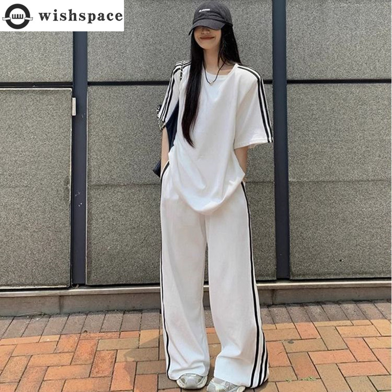 Wide Leg Palazzo Pants - طقم نسائي فضفاض من قطعتين بأكمام