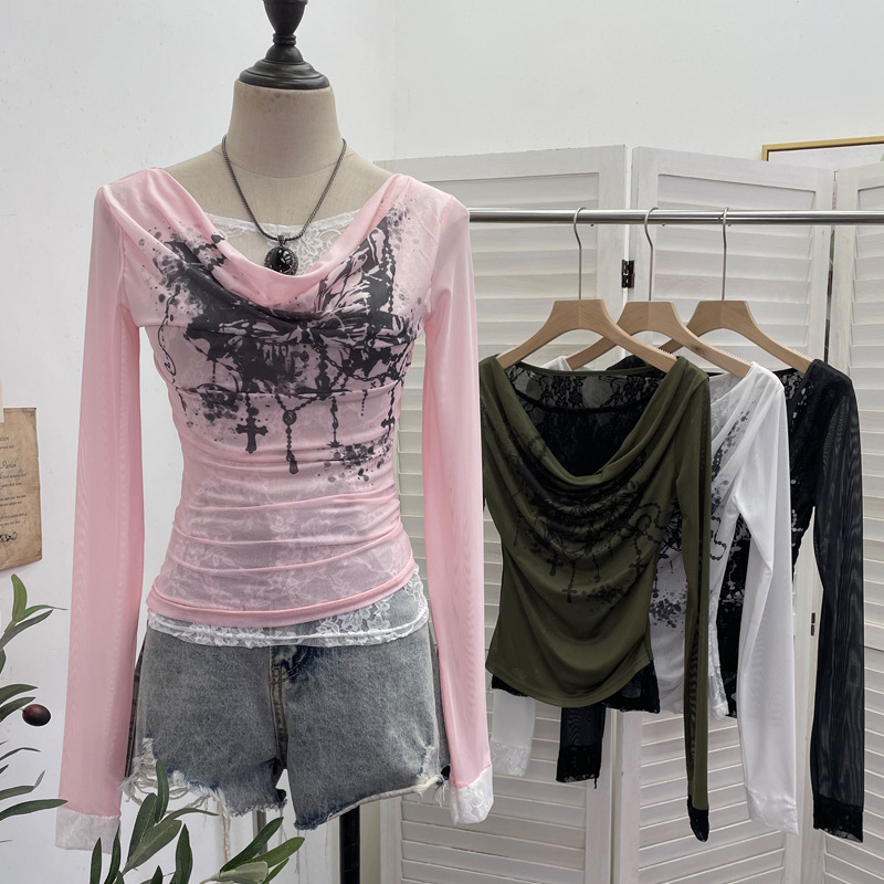 Tie Dye Two Piece - المرأة عادية الدانتيل الربط شبكة طويلة