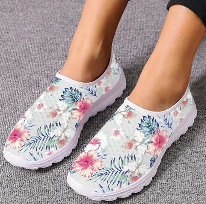 Women'S Fashion Tennis Shoes - أحذية رياضية هاوايان هيباسكوس بتصميم نباتات