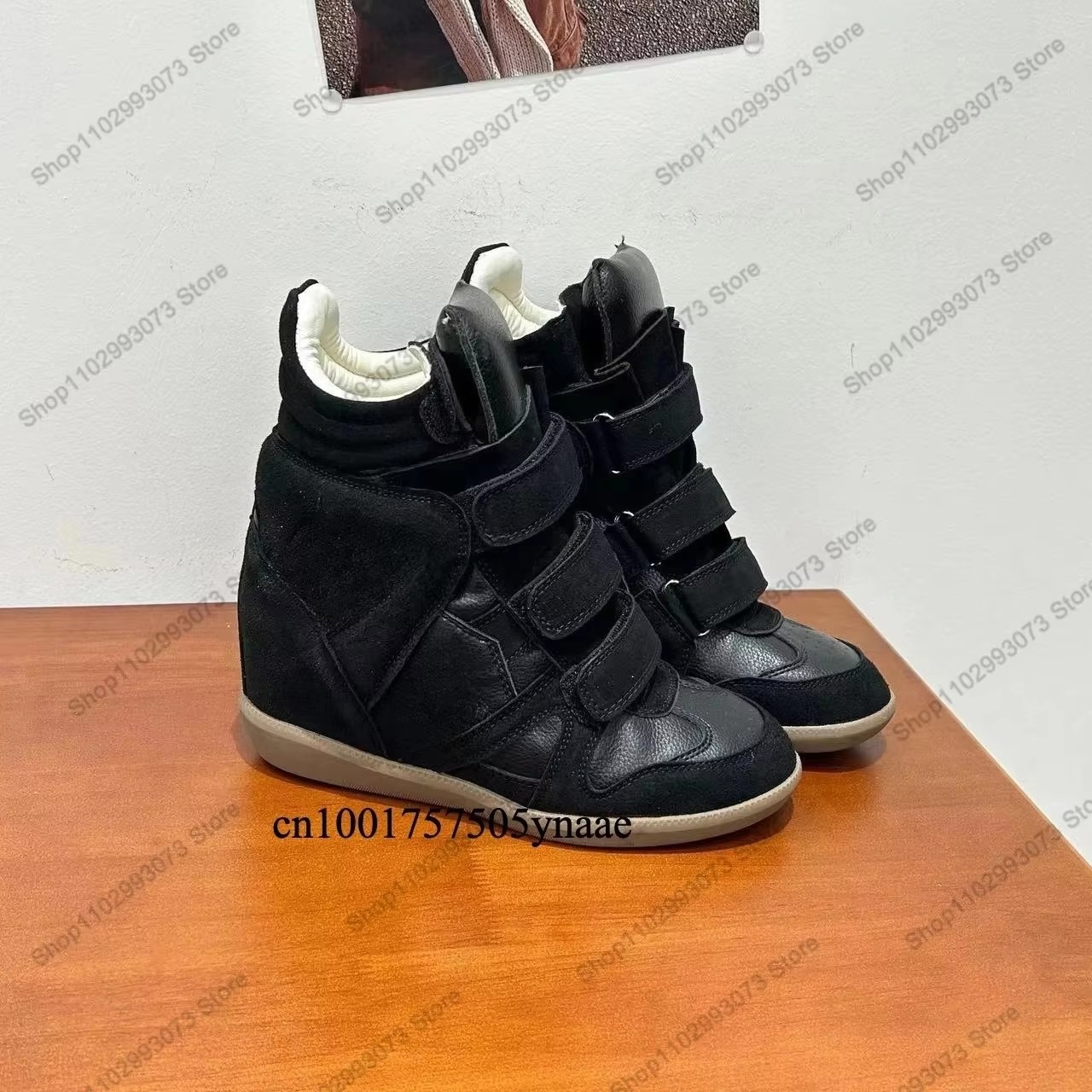 Women'S Fashion Leather Boots - أحذية رياضية نسائية بكعب خفي وعالي،