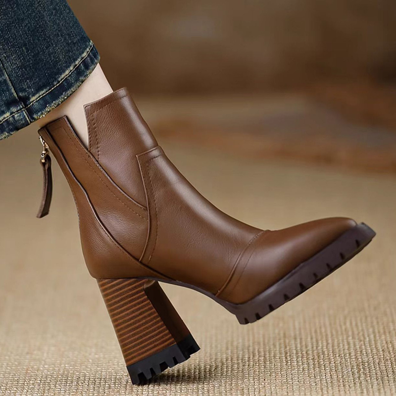 Oulylan سميكة عالية الكعب النس - مراجعة Women'S Fashion Leather Boots وسعره