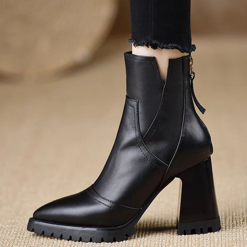 Oulylan سميكة عالية الكعب النس - مراجعة Women'S Fashion Leather Boots وسعره