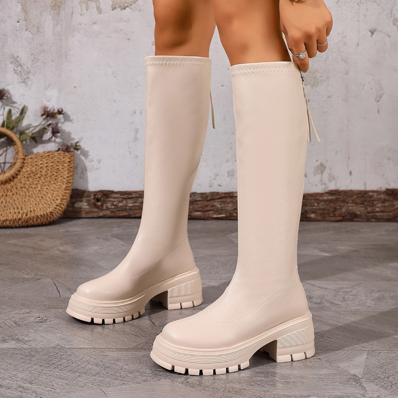 منصة الموضة حذاء برقبة للركبة  - مراجعة Women'S Fashion Leather Boots وسعره
