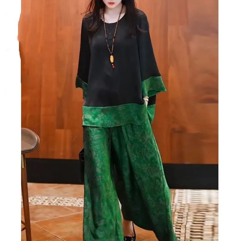 الصيف النساء فضفاض الساتان الز - مراجعة Wide Leg Palazzo Pants وسعره