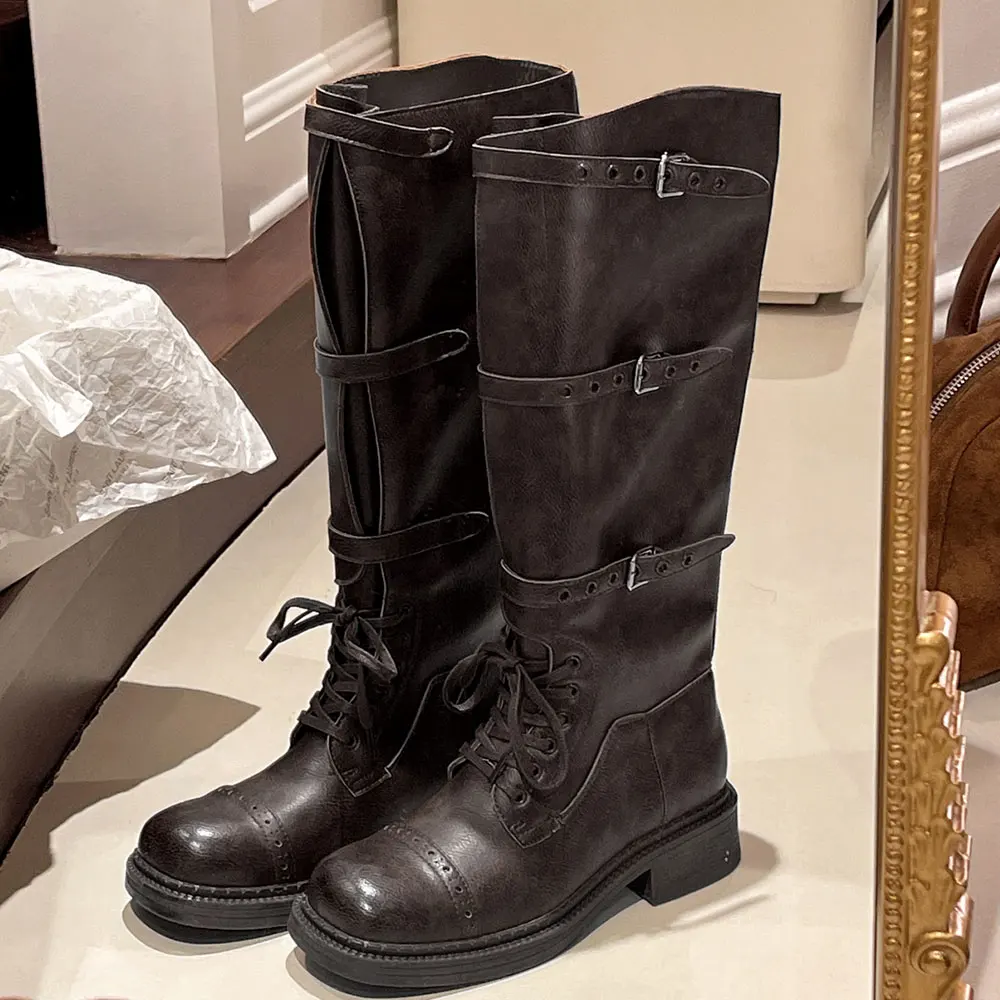 المرأة حذاء برقبة للركبة خمر ح - مراجعة Women'S Fashion Leather Boots وسعره