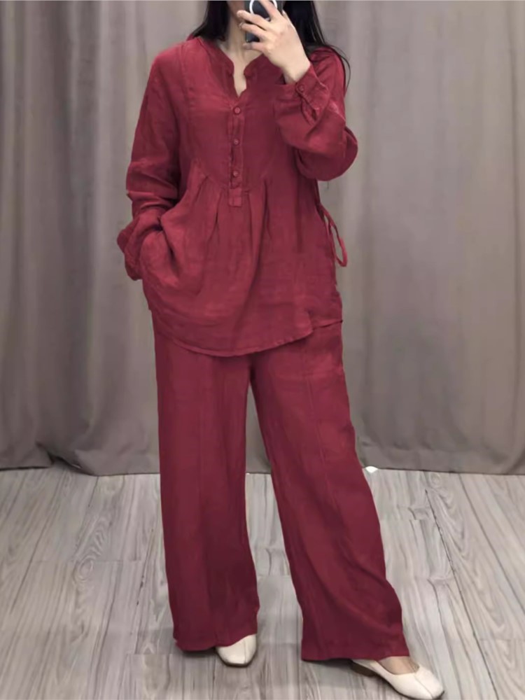 طقم نسائي من قطعتين للمكتب بلو - مراجعة Wide Leg Palazzo Pants وسعره