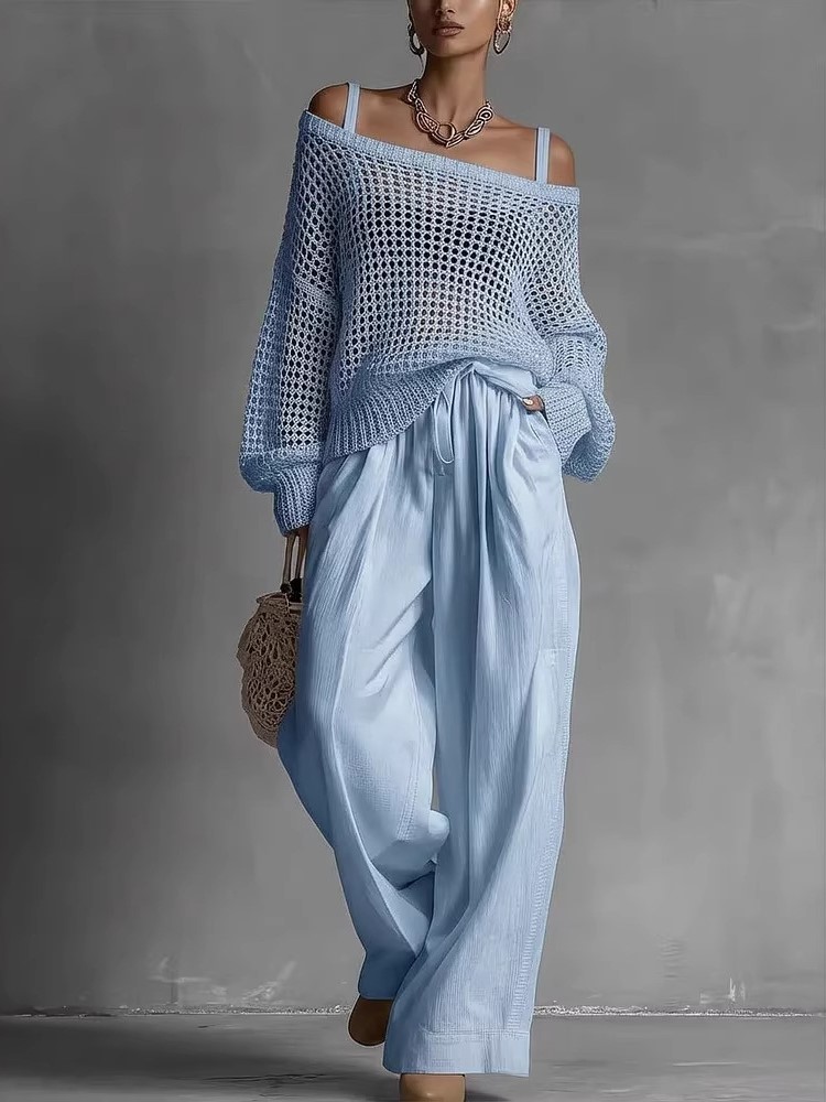 طقم بنطلون قطني كاجوال للنساء، - مراجعة Wide Leg Palazzo Pants وسعره