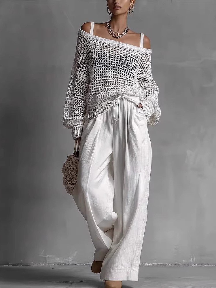 طقم بنطلون قطني كاجوال للنساء، - مراجعة Wide Leg Palazzo Pants وسعره