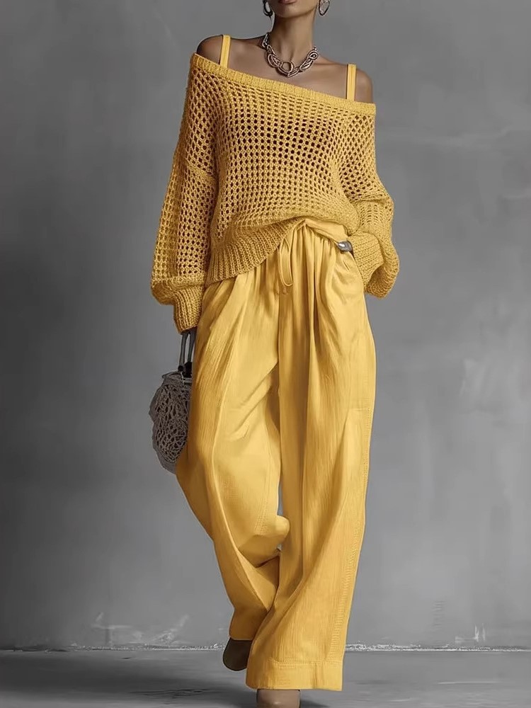 طقم بنطلون قطني كاجوال للنساء، - مراجعة Wide Leg Palazzo Pants وسعره