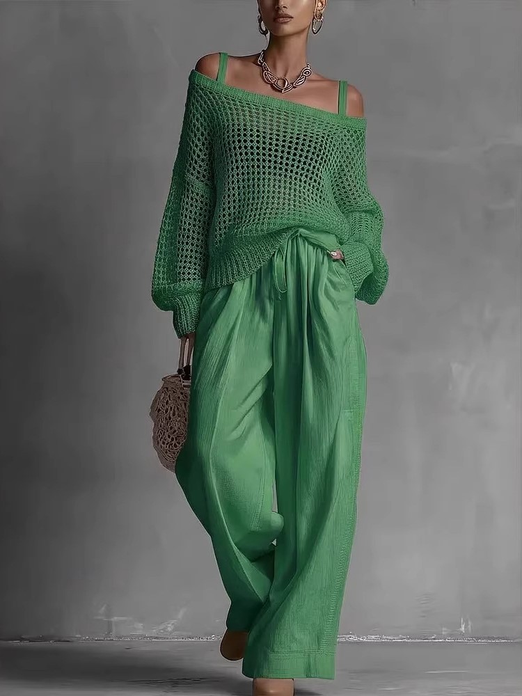 طقم بنطلون قطني كاجوال للنساء، - مراجعة Wide Leg Palazzo Pants وسعره