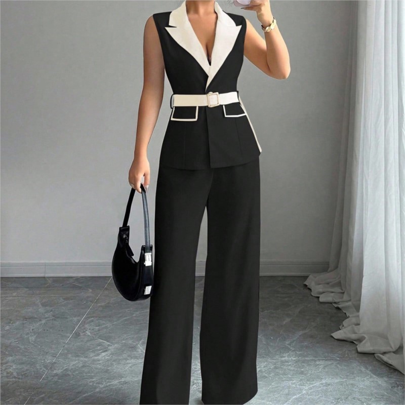 بدلة نسائية مع سترة وبنطلون وا - مراجعة Wide Leg Palazzo Pants وسعره