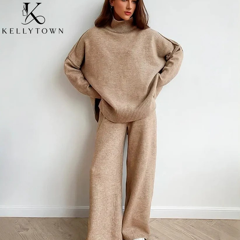 طقم بنطلون محبوك لخريف وشتاء 2 - مراجعة Wide Leg Palazzo Pants وسعره