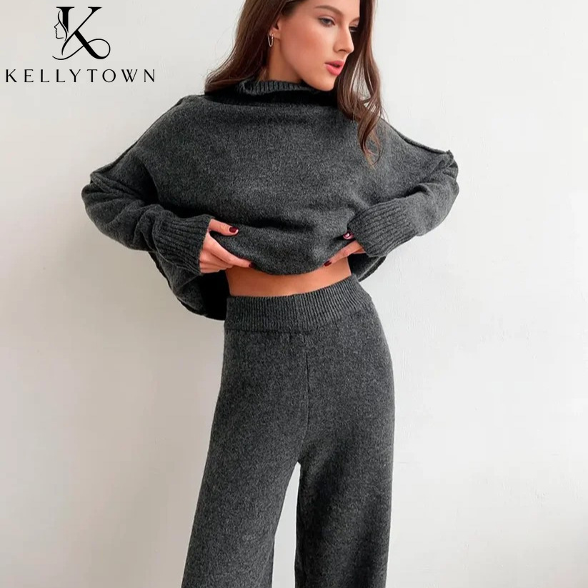طقم بنطلون محبوك لخريف وشتاء 2 - مراجعة Wide Leg Palazzo Pants وسعره