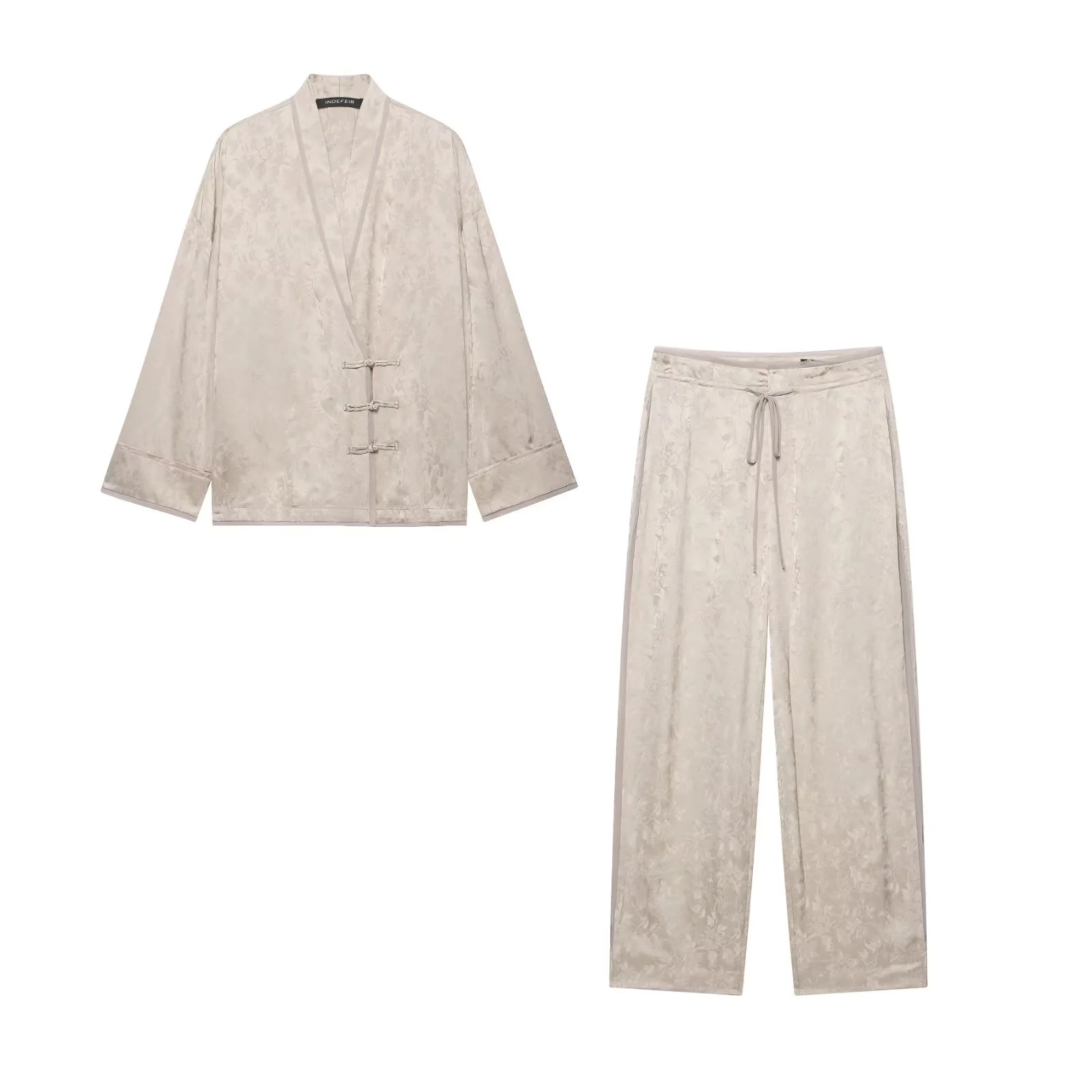 طقم نسائي من قطعتين من الساتان - مراجعة Wide Leg Palazzo Pants وسعره