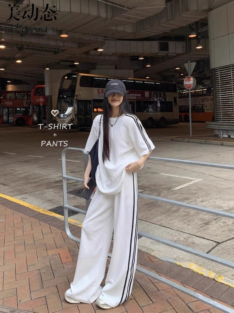 طقم نسائي فضفاض من قطعتين بأكم - مراجعة Wide Leg Palazzo Pants وسعره