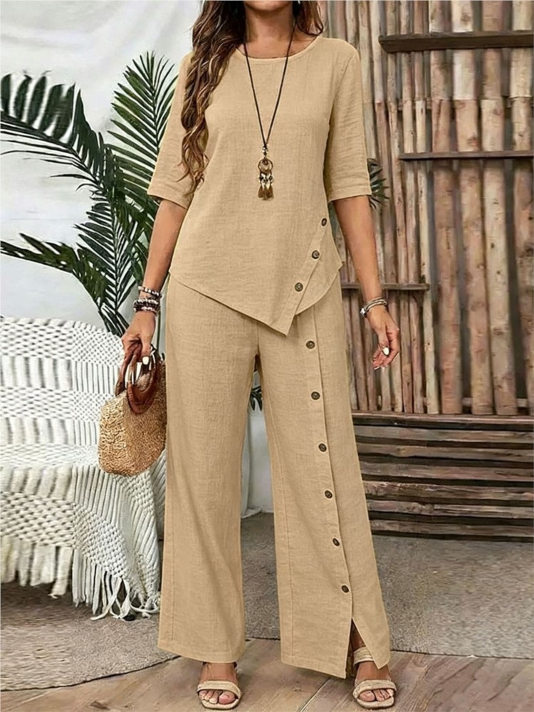 طقم نسائي صيفي عصري من قطعتين: - مراجعة Wide Leg Palazzo Pants وسعره