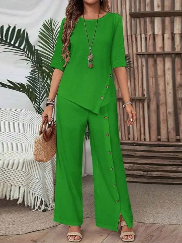 طقم نسائي صيفي عصري من قطعتين: - مراجعة Wide Leg Palazzo Pants وسعره