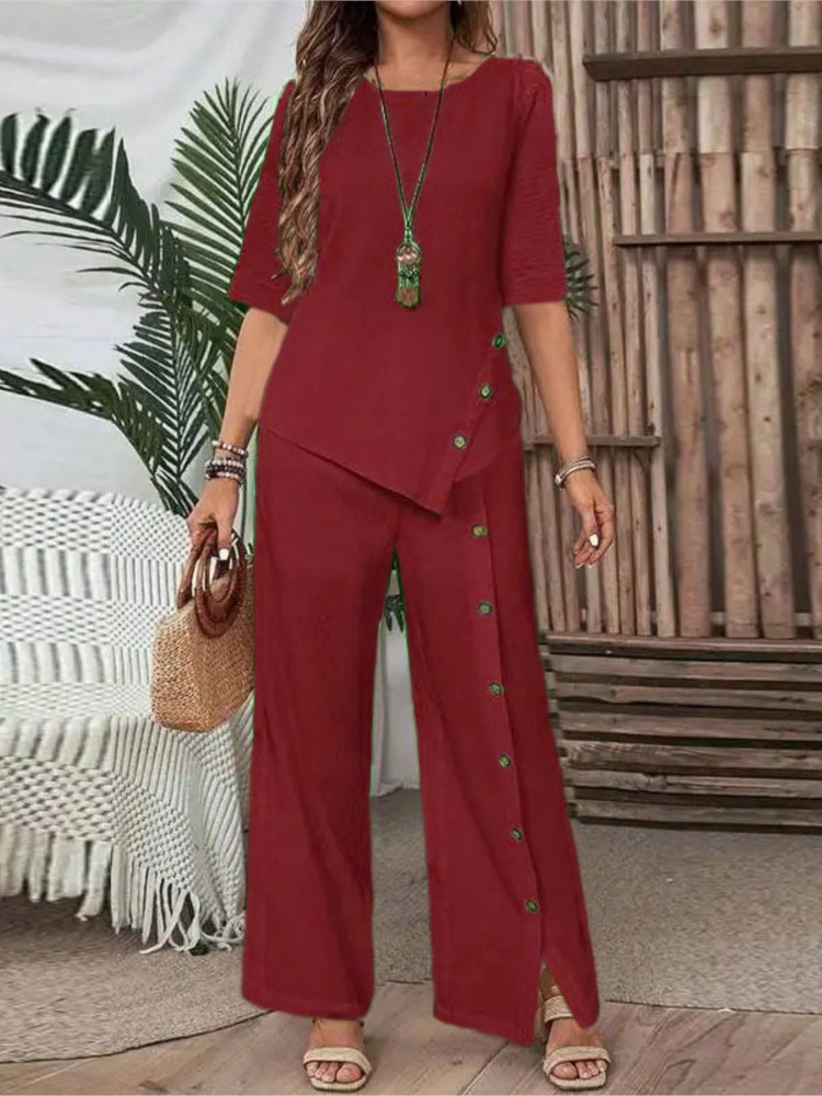 طقم نسائي صيفي عصري من قطعتين: - مراجعة Wide Leg Palazzo Pants وسعره